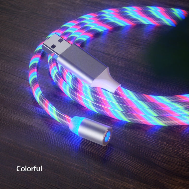USB to 8 Pin Magnetic Suction Colorful Streamer Mobile Phone Charging Cable, Length: 1m, 1m