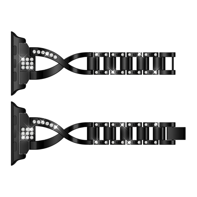 X-shaped Diamond-studded Solid Stainless Steel Wrist Strap Watch Band for Apple Watch Series 3 & 2 & 1 38mm