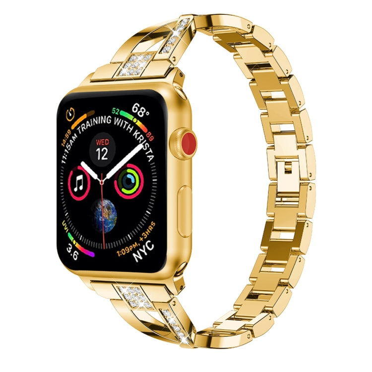 X-shaped Diamond-studded Solid Stainless Steel Wrist Strap Watch Band for Apple Watch Series 3 & 2 & 1 38mm