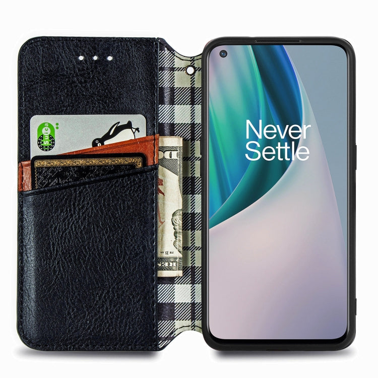 Cubic Grid Pressed Horizontal Flip Magnetic PU Leather Case with Holder & Card Slots & Wallet, For OnePlus N10