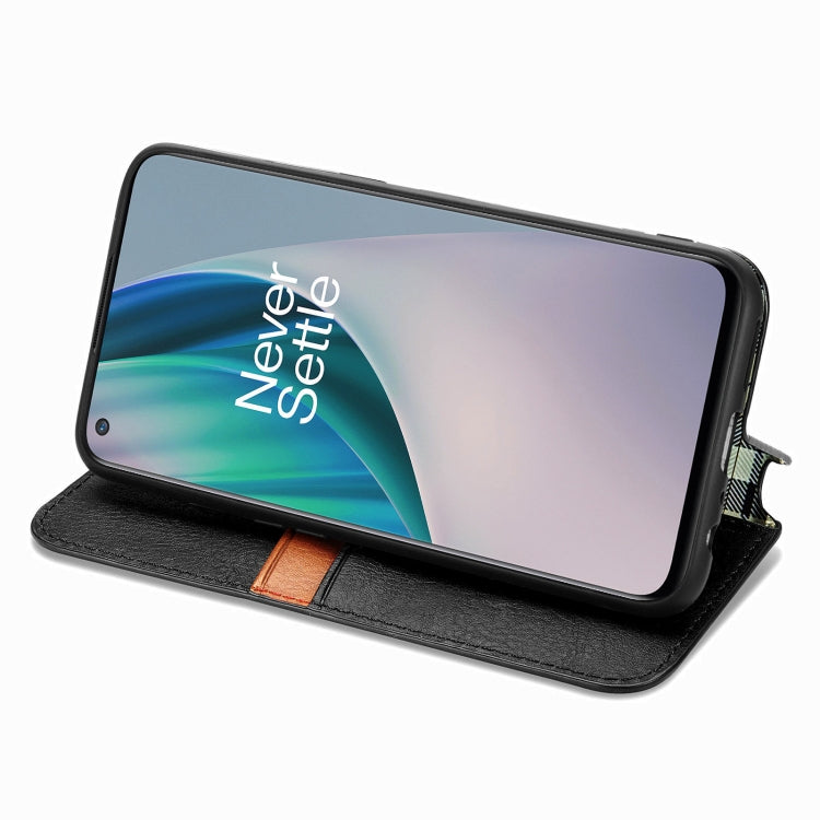 Cubic Grid Pressed Horizontal Flip Magnetic PU Leather Case with Holder & Card Slots & Wallet, For OnePlus N10