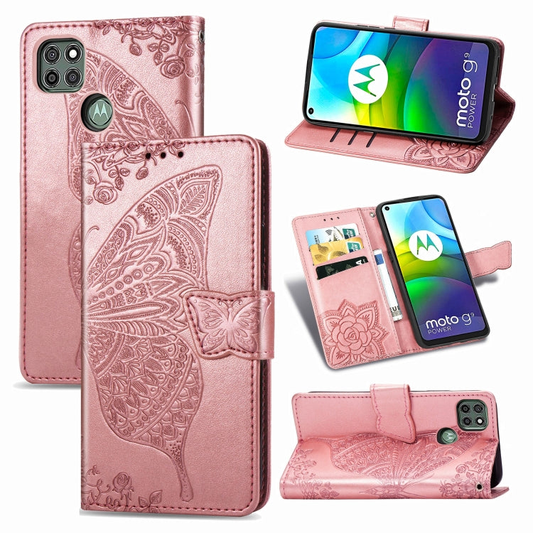 Butterfly Love Flower Embossed Horizontal Flip Leather Case with Bracket / Card Slot / Wallet / Lanyard, For OnePlus Nord N100, For Motorola Moto G9 Power, For LG K92 5G
