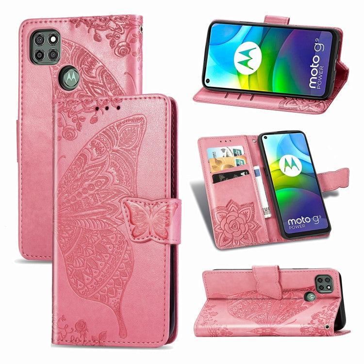Butterfly Love Flower Embossed Horizontal Flip Leather Case with Bracket / Card Slot / Wallet / Lanyard, For OnePlus Nord N100, For Motorola Moto G9 Power, For LG K92 5G