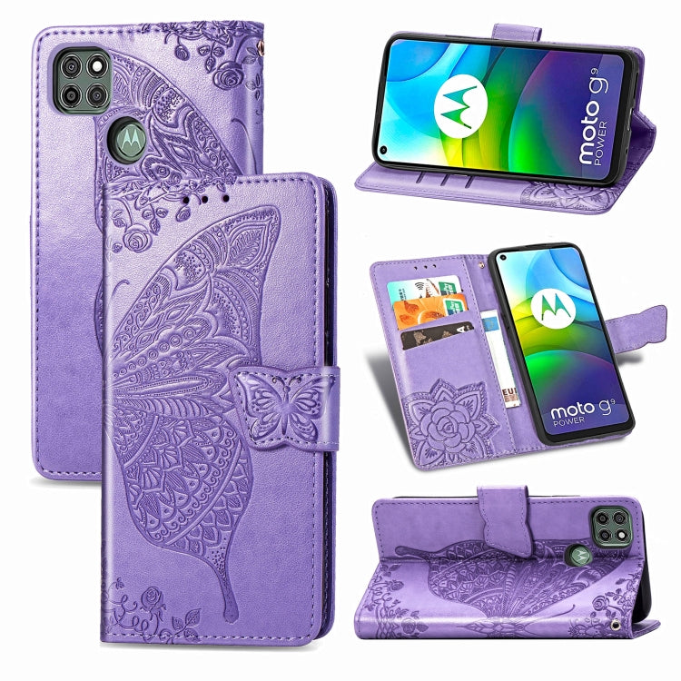 Butterfly Love Flower Embossed Horizontal Flip Leather Case with Bracket / Card Slot / Wallet / Lanyard, For OnePlus Nord N100, For Motorola Moto G9 Power, For LG K92 5G