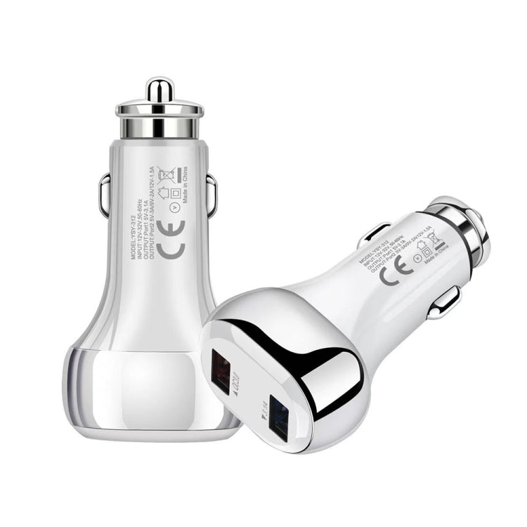 YSY-312 18W Portable QC3.0 Dual USB Mobile Phones and Tablet PCs Universal Car Charger, Car Charger