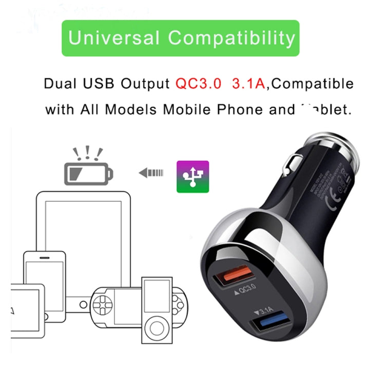 YSY-312 18W Portable QC3.0 Dual USB Mobile Phones and Tablet PCs Universal Car Charger, Car Charger