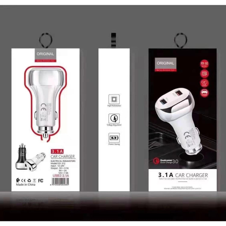 YSY-312 18W Portable QC3.0 Dual USB Mobile Phones and Tablet PCs Universal Car Charger, Car Charger