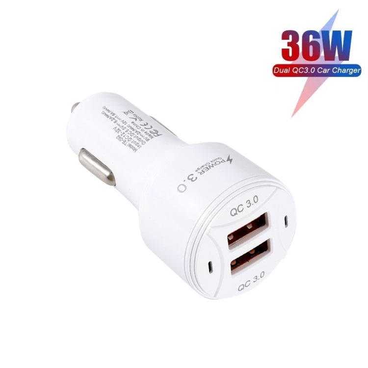 TE-092 36W Dual QC3.0 USB Fast Car Charger + USB to Micro USB Data Cable Set, with Micro USB Cable
