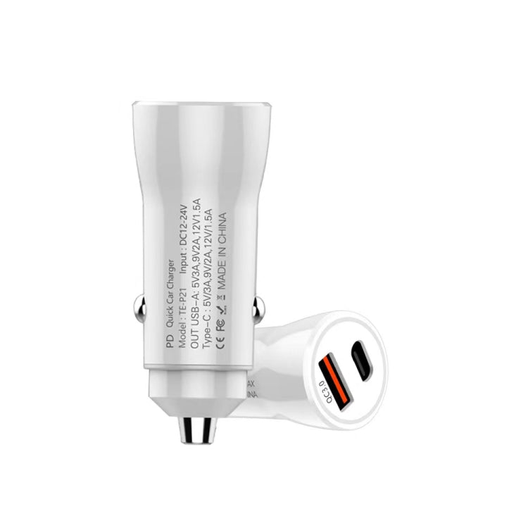 P21 Portable PD 20W + QC 3.0 18W Dual Ports Fast Car Charger, P21 Car Charger
