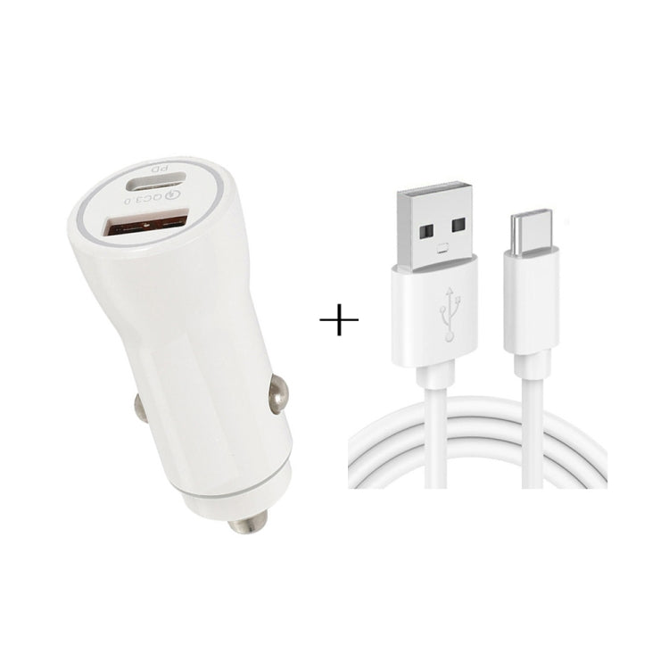 P21 Portable PD 20W + QC3.0 18W Dual Ports Fast Car Charger with USB to Type-C Cable Kit, with Type-C Cable