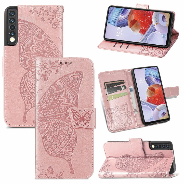 Butterfly Love Flower Embossed Horizontal Flip Leather Case with Bracket / Card Slot / Wallet / Lanyard, For OPPO F19 4G/ A74 4G, For Nokia 6.3, For LG Stylo 7 4G
