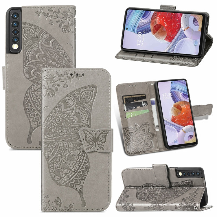 Butterfly Love Flower Embossed Horizontal Flip Leather Case with Bracket / Card Slot / Wallet / Lanyard, For OPPO F19 4G/ A74 4G, For Nokia 6.3, For LG Stylo 7 4G