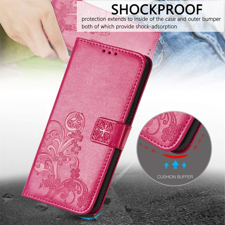 Four-leaf Clasp Embossed Buckle Mobile Phone Protection Leather Case with Lanyard & Card Slot & Wallet & Bracket Function, For Tecno Pop 3, For Tone E21, For OPPO Reno5 A