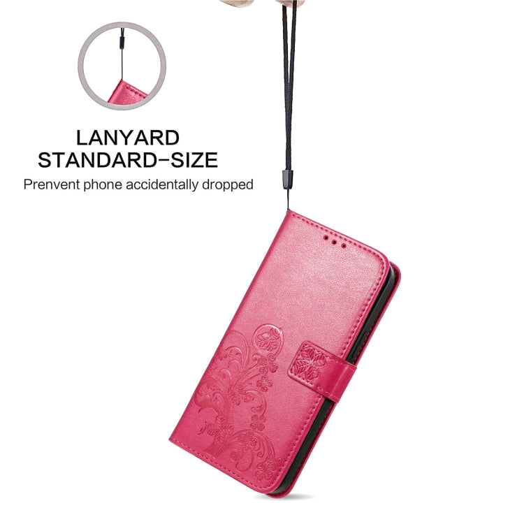 Four-leaf Clasp Embossed Buckle Mobile Phone Protection Leather Case with Lanyard & Card Slot & Wallet & Bracket Function, For Tecno Pop 3, For Tone E21, For OPPO Reno5 A