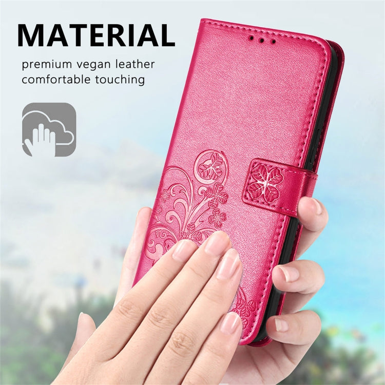 Four-leaf Clasp Embossed Buckle Mobile Phone Protection Leather Case with Lanyard & Card Slot & Wallet & Bracket Function, For Tecno Pop 3, For Tone E21, For OPPO Reno5 A