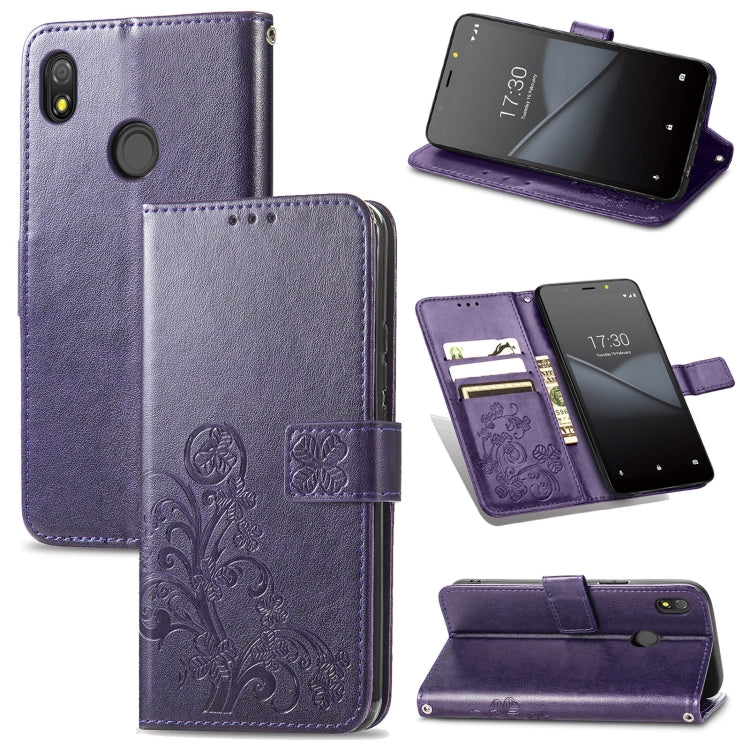 Four-leaf Clasp Embossed Buckle Mobile Phone Protection Leather Case with Lanyard & Card Slot & Wallet & Bracket Function, For Tecno Pop 3, For Tone E21, For OPPO Reno5 A