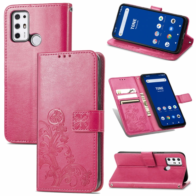 Four-leaf Clasp Embossed Buckle Mobile Phone Protection Leather Case with Lanyard & Card Slot & Wallet & Bracket Function, For Tecno Pop 3, For Tone E21, For OPPO Reno5 A