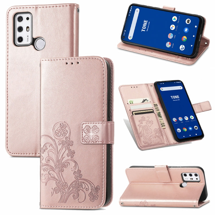 Four-leaf Clasp Embossed Buckle Mobile Phone Protection Leather Case with Lanyard & Card Slot & Wallet & Bracket Function, For Tecno Pop 3, For Tone E21, For OPPO Reno5 A