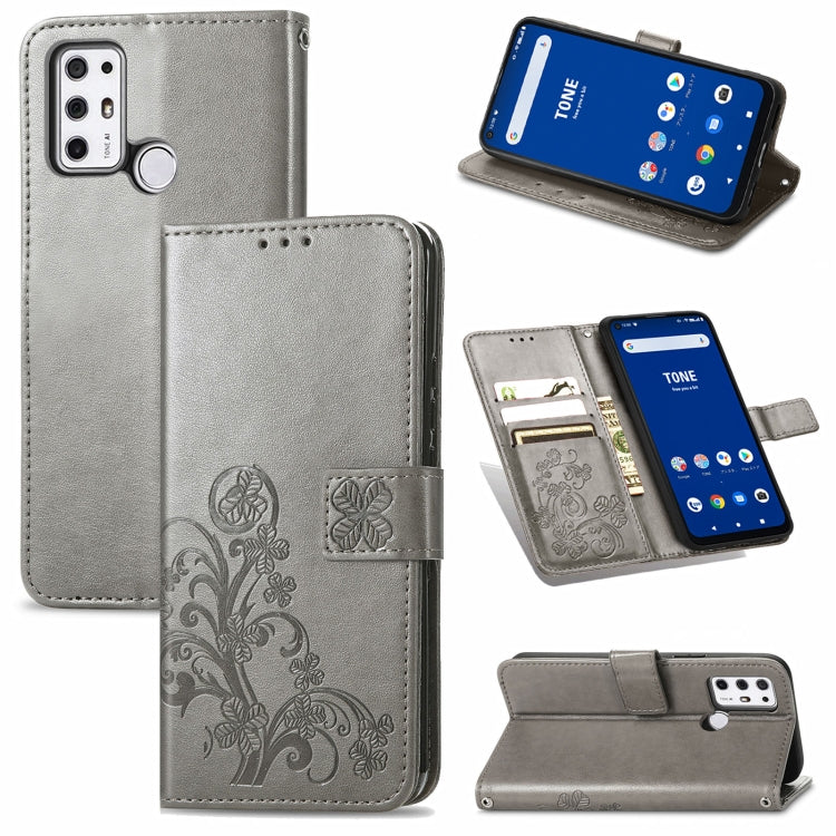 Four-leaf Clasp Embossed Buckle Mobile Phone Protection Leather Case with Lanyard & Card Slot & Wallet & Bracket Function, For Tecno Pop 3, For Tone E21, For OPPO Reno5 A