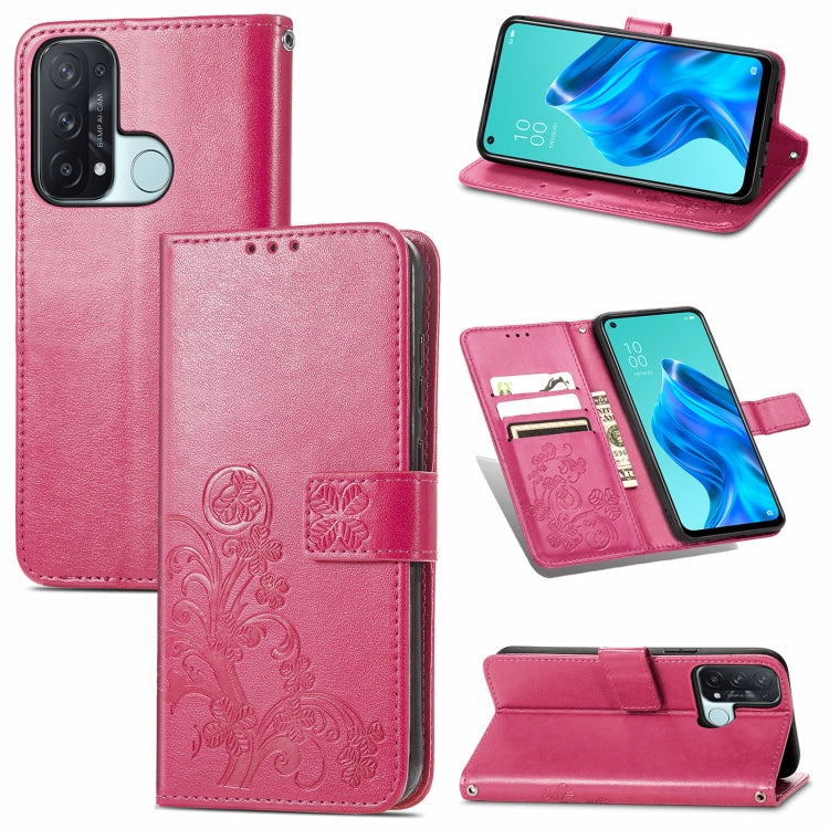 Four-leaf Clasp Embossed Buckle Mobile Phone Protection Leather Case with Lanyard & Card Slot & Wallet & Bracket Function, For Tecno Pop 3, For Tone E21, For OPPO Reno5 A