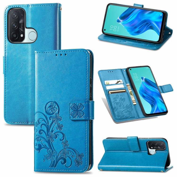 Four-leaf Clasp Embossed Buckle Mobile Phone Protection Leather Case with Lanyard & Card Slot & Wallet & Bracket Function, For Tecno Pop 3, For Tone E21, For OPPO Reno5 A