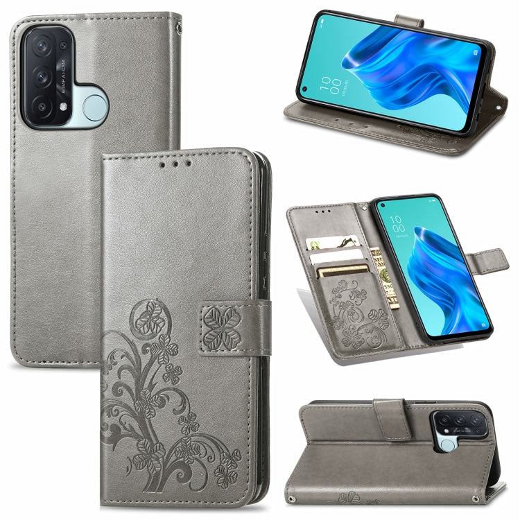 Four-leaf Clasp Embossed Buckle Mobile Phone Protection Leather Case with Lanyard & Card Slot & Wallet & Bracket Function, For Tecno Pop 3, For Tone E21, For OPPO Reno5 A