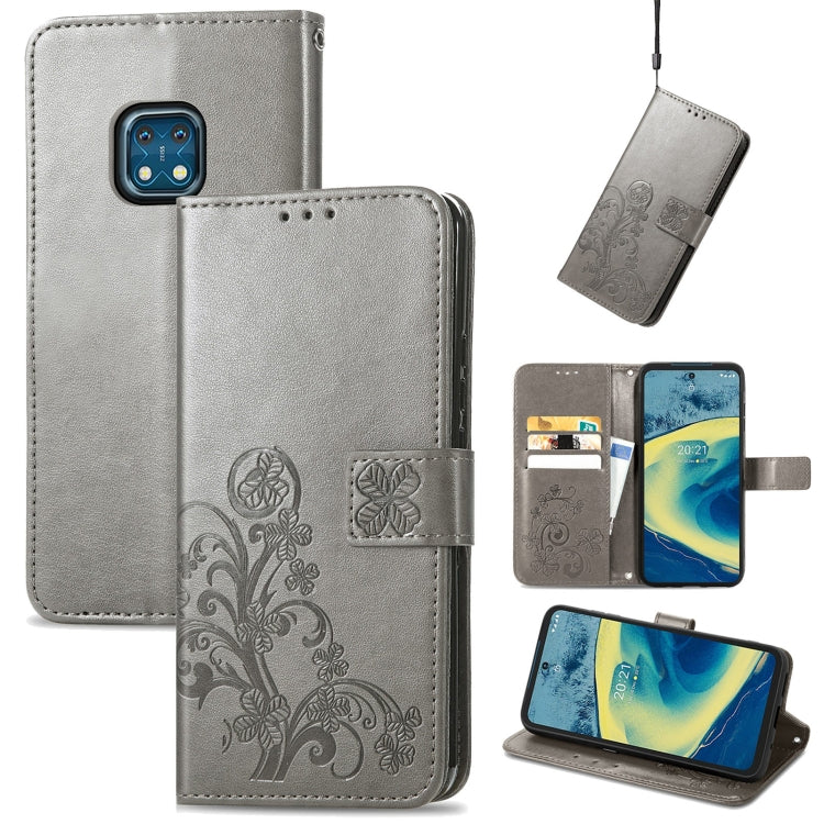 Four-leaf Clasp Embossed Buckle Mobile Phone Protection Leather Case with Lanyard & Card Slot & Wallet & Bracket Function, For Nokia XR 20, For Nokia C01 Plus, For Huawei Maimang 10 SE, For Asus Zenfone 8 Flip