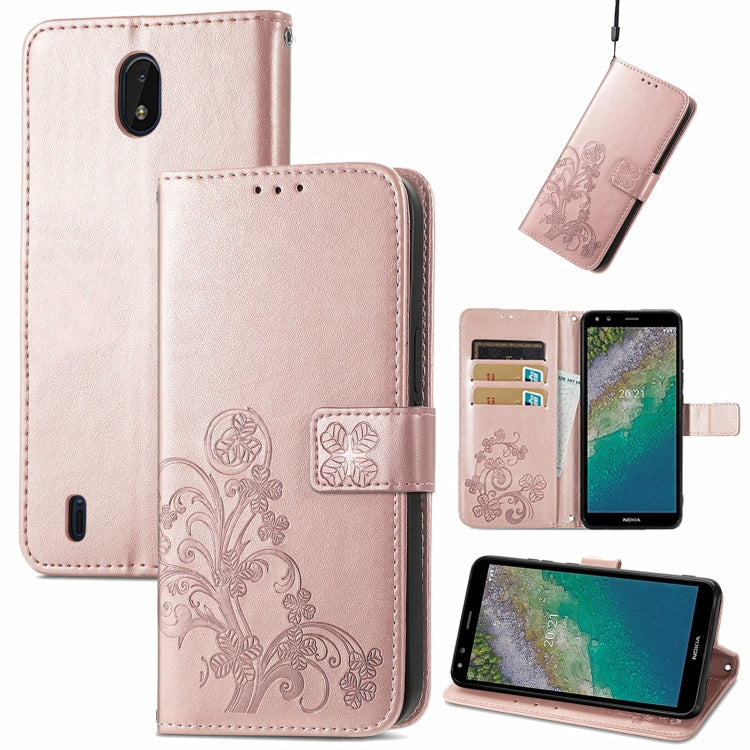 Four-leaf Clasp Embossed Buckle Mobile Phone Protection Leather Case with Lanyard & Card Slot & Wallet & Bracket Function, For Nokia XR 20, For Nokia C01 Plus, For Huawei Maimang 10 SE, For Asus Zenfone 8 Flip