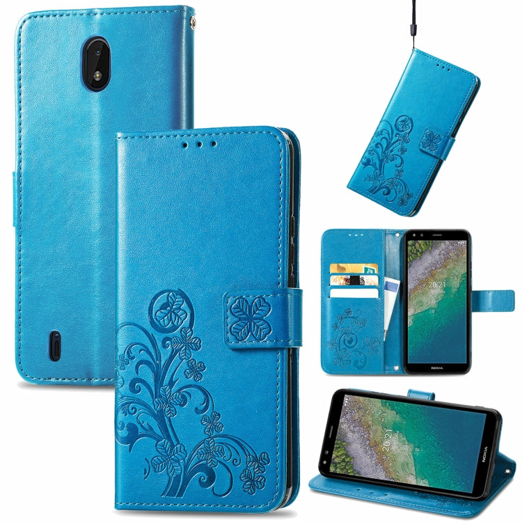 Four-leaf Clasp Embossed Buckle Mobile Phone Protection Leather Case with Lanyard & Card Slot & Wallet & Bracket Function, For Nokia XR 20, For Nokia C01 Plus, For Huawei Maimang 10 SE, For Asus Zenfone 8 Flip
