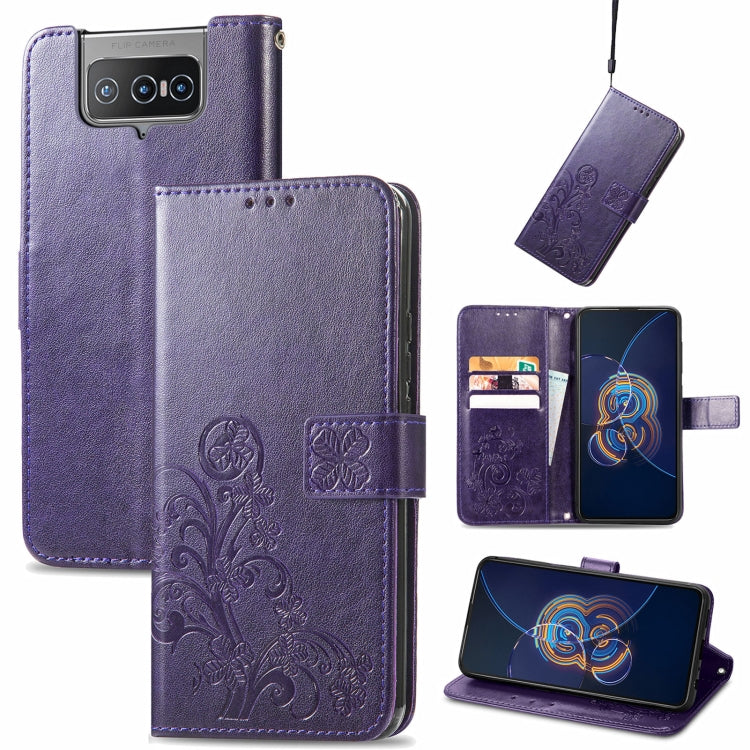 Four-leaf Clasp Embossed Buckle Mobile Phone Protection Leather Case with Lanyard & Card Slot & Wallet & Bracket Function, For Nokia XR 20, For Nokia C01 Plus, For Huawei Maimang 10 SE, For Asus Zenfone 8 Flip