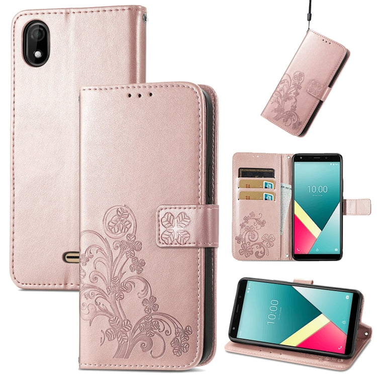 Four-leaf Clasp Embossed Buckle Mobile Phone Protection Leather Case with Lanyard & Card Slot & Wallet & Bracket Function, For Alcatel 1S 2021, For Wiko Y61, For vivo S7, For Tecno Pova 2