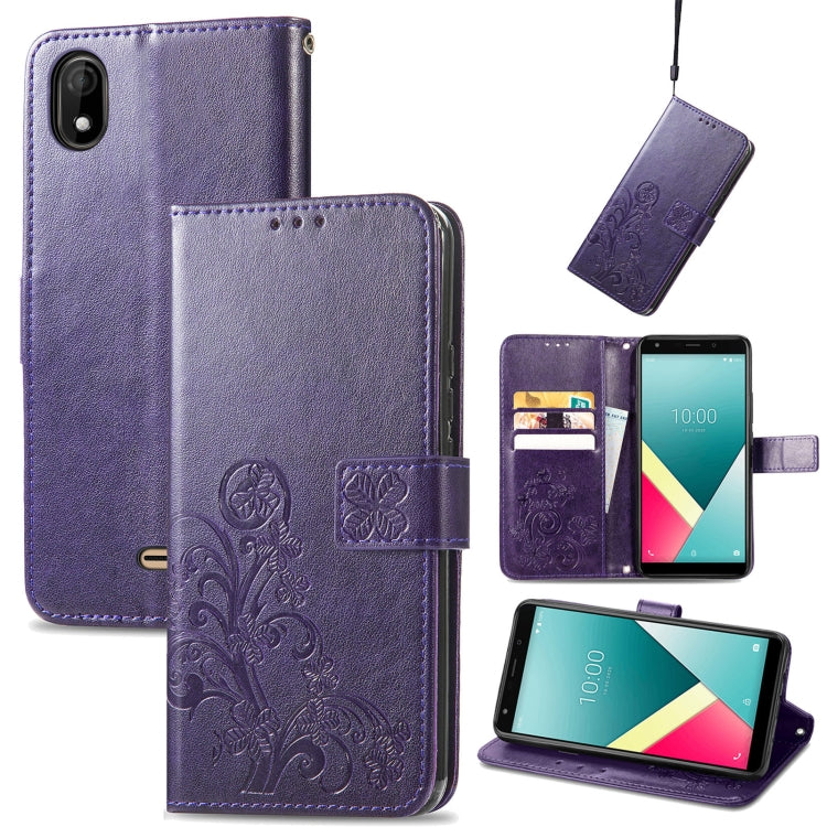 Four-leaf Clasp Embossed Buckle Mobile Phone Protection Leather Case with Lanyard & Card Slot & Wallet & Bracket Function, For Alcatel 1S 2021, For Wiko Y61, For vivo S7, For Tecno Pova 2