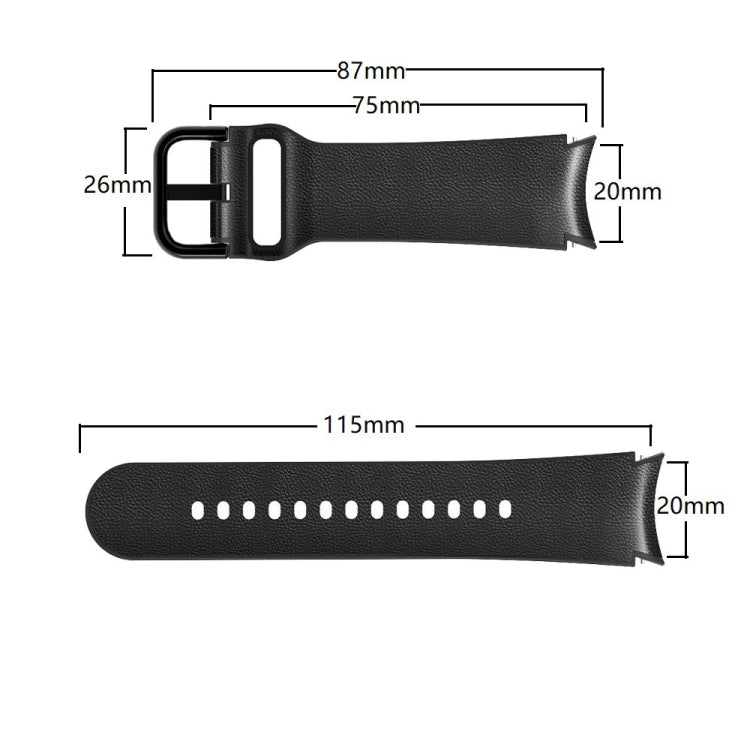 20mm Silicone Pasted Leather Strap, For Samsung Galaxy Watch 4 40mm, Samsung Galaxy Watch 4 44mm, For Samsung Galaxy Watch 4 Classic 42mm, For Samsung Galaxy Watch 4 Classic 46mm