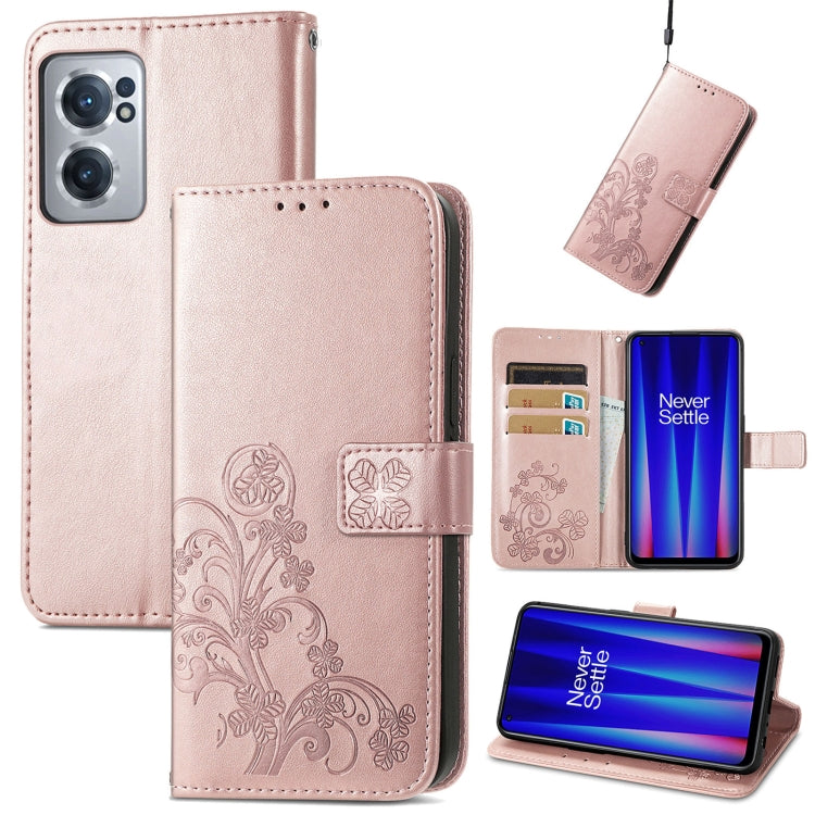 Four-leaf Clasp Embossed Buckle Leather Phone Case