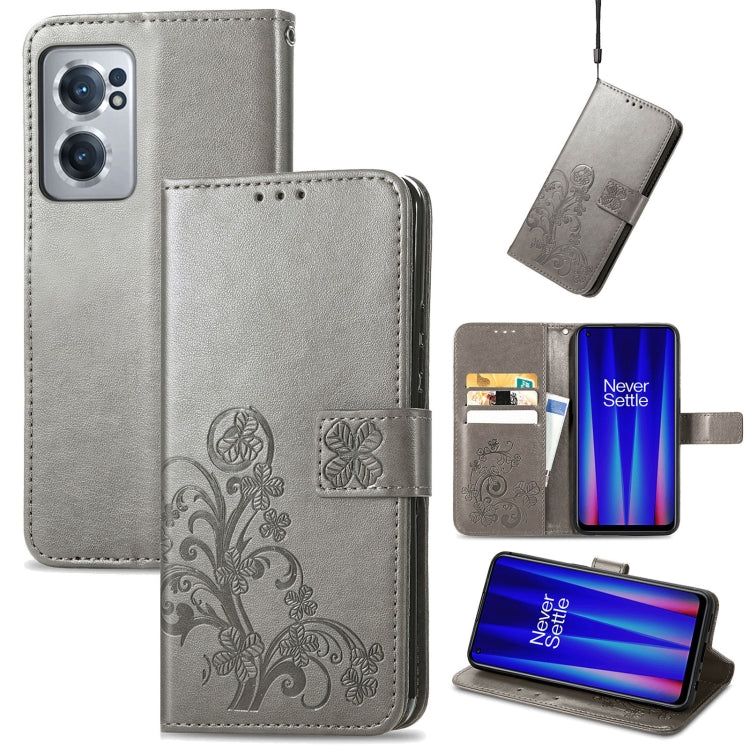Four-leaf Clasp Embossed Buckle Leather Phone Case