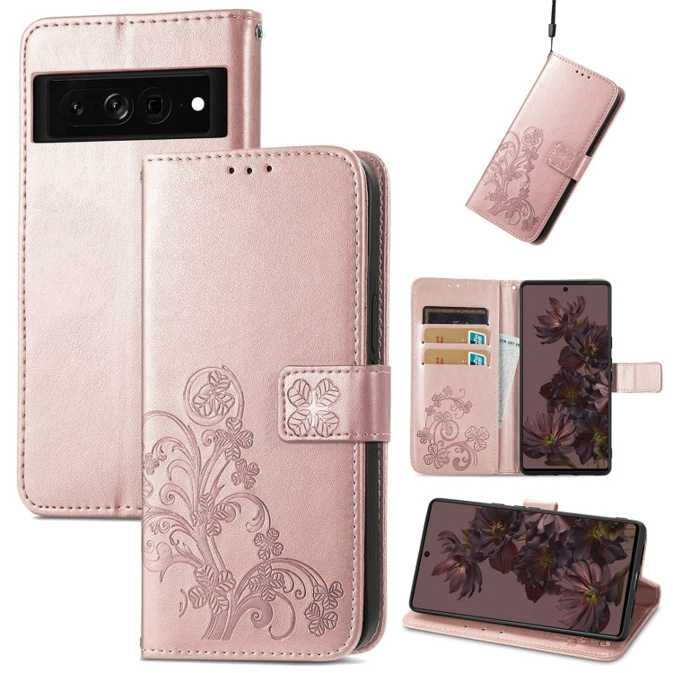 Four-leaf Clasp Embossed Buckle Leather Phone Case