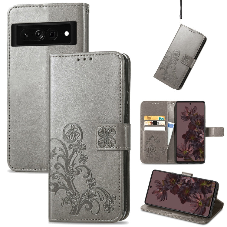Four-leaf Clasp Embossed Buckle Leather Phone Case