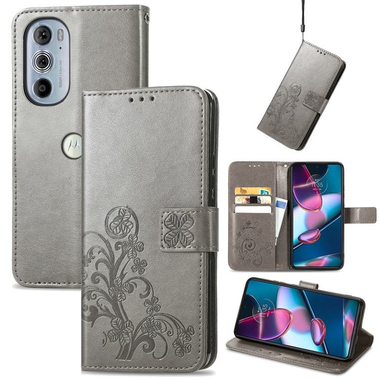 Four-leaf Clasp Embossed Buckle Leather Phone Case