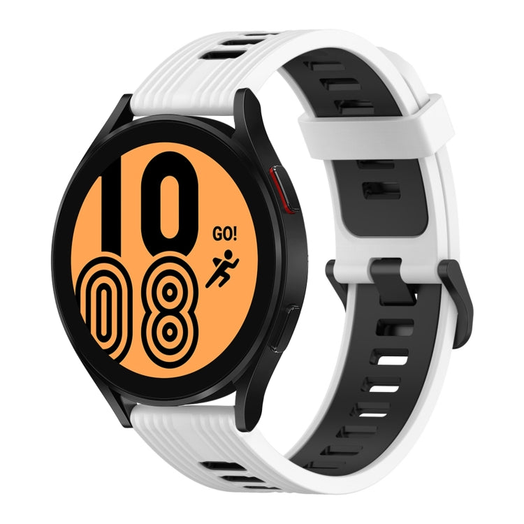 20mm Vertical Pattern Two-Color Silicone Watch Band, For Samsung Galaxy Watch 4 40mm, For Samsung Galaxy Watch 4 44mm