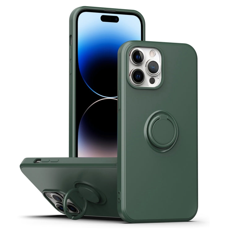 Ring Kickstand Silicone Phone Case, For iPhone 14 Pro