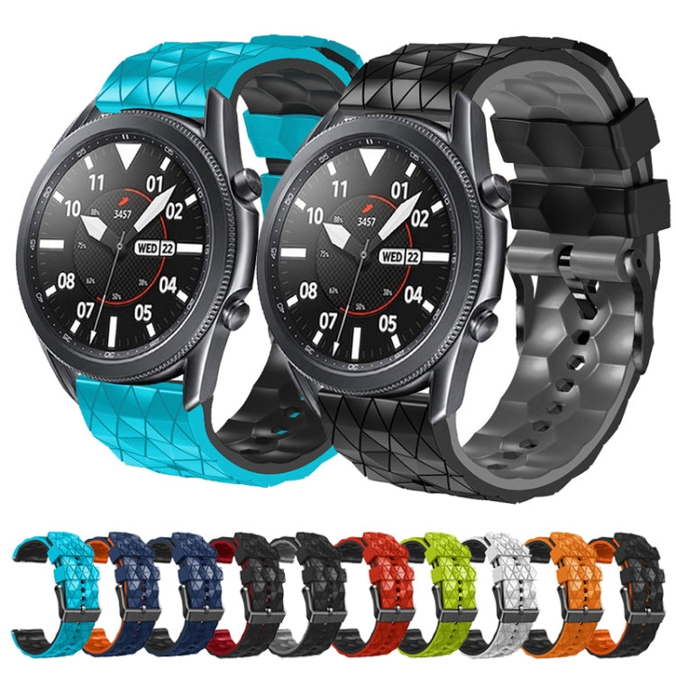 22mm Football Pattern Two-Color Silicone Strap, For Samsung Galaxy Watch3 45mm, For Samsung Galaxy Watch 46mm