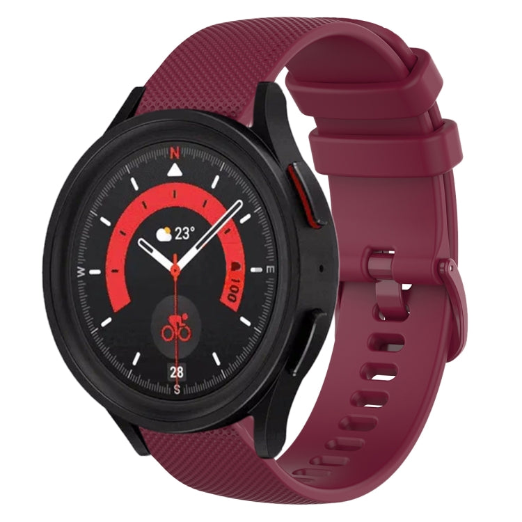20mm Plaid Solid Color Silicone Watch Band, For Samsung Galaxy Watch5 40mm, For Samsung Galaxy Watch5 44mm