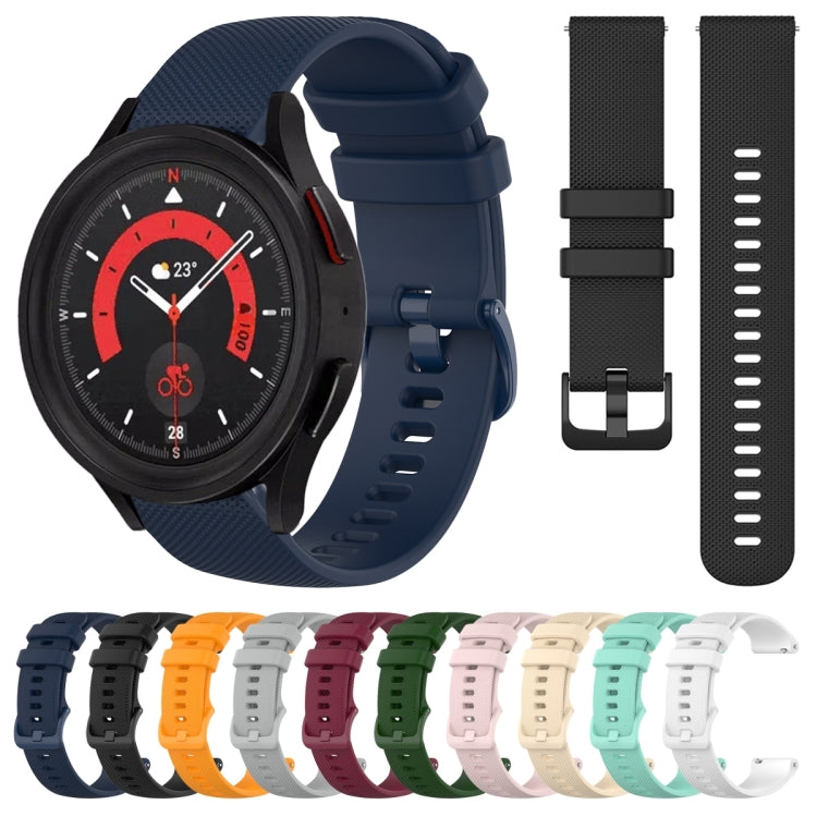 20mm Plaid Solid Color Silicone Watch Band, For Samsung Galaxy Watch5 40mm, For Samsung Galaxy Watch5 44mm