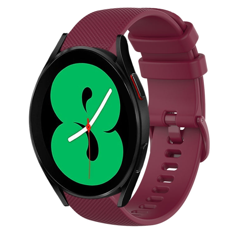 20mm Plaid Solid Color Silicone Watch Band, For Samsung Galaxy Watch4 44mm, For Samsung Galaxy Watch4 Classic 46mm