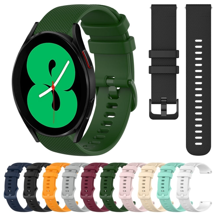 20mm Plaid Solid Color Silicone Watch Band, For Samsung Galaxy Watch4 44mm, For Samsung Galaxy Watch4 Classic 46mm
