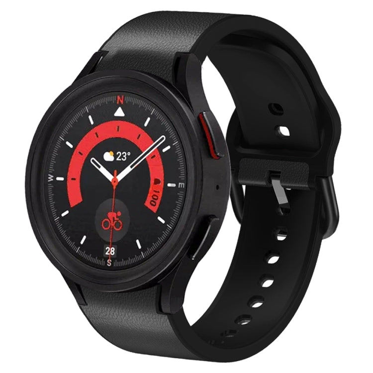 20mm Silicone Adhesive Leather Watch Band, For Samsung Galaxy Watch 5 40mm, For Samsung Galaxy Watch 5 44mm