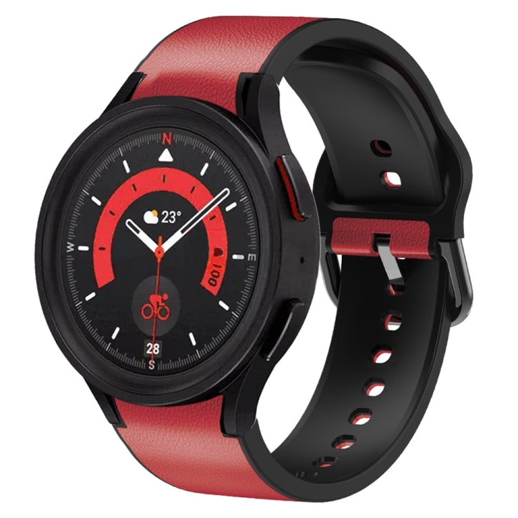 20mm Silicone Adhesive Leather Watch Band, For Samsung Galaxy Watch 5 40mm, For Samsung Galaxy Watch 5 44mm