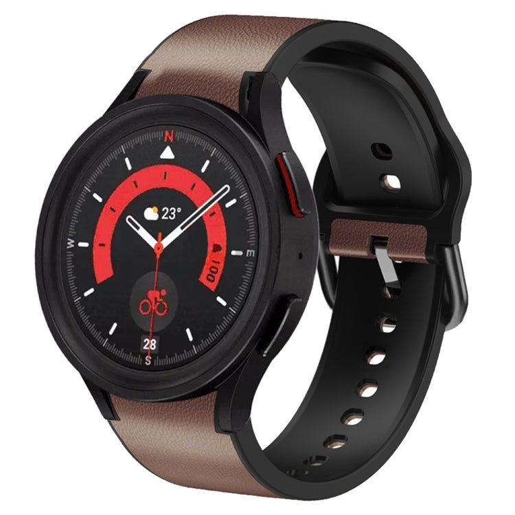 20mm Silicone Adhesive Leather Watch Band, For Samsung Galaxy Watch 5 40mm, For Samsung Galaxy Watch 5 44mm