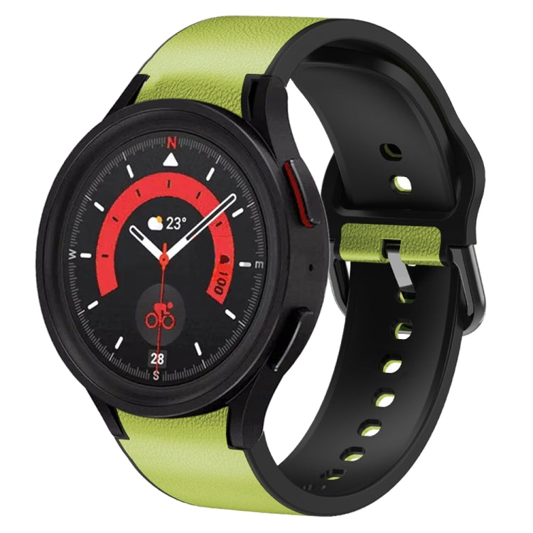 20mm Silicone Adhesive Leather Watch Band, For Samsung Galaxy Watch 5 40mm, For Samsung Galaxy Watch 5 44mm