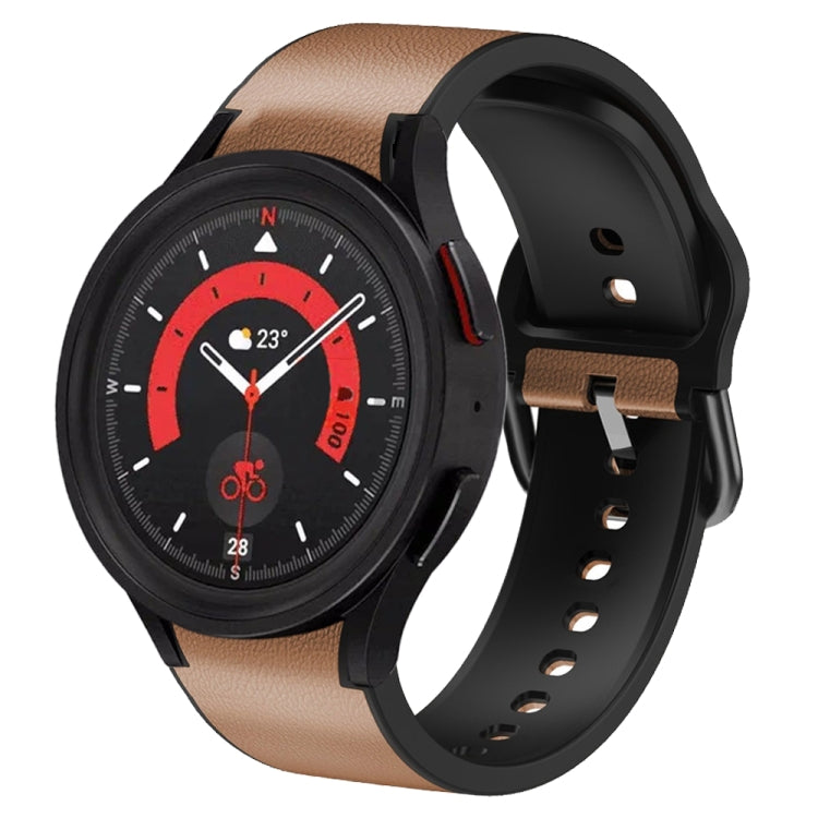 20mm Silicone Adhesive Leather Watch Band, For Samsung Galaxy Watch 5 40mm, For Samsung Galaxy Watch 5 44mm